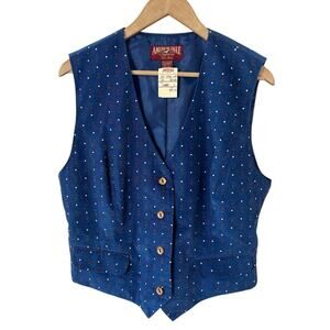 Vintage American Eagle 80s 90s Dead Stock Corduroy Vest Women’s Large Blue